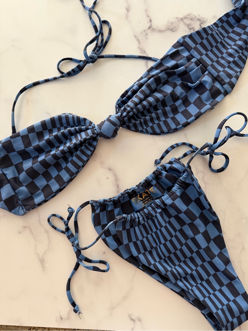 Skatie Blue + Black Check Bandeau Bikini  St Martin (Lyndi and Kristen)